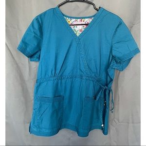 Koi scrub top. Blue. Large.